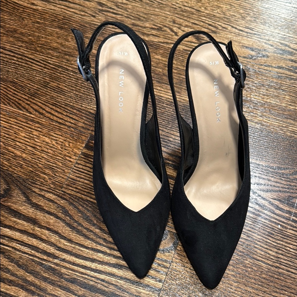 New Look Black Slingback Heels with Pointed Toe